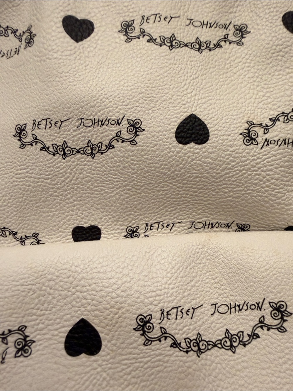 Betsey Johnson Cream and Black Heart Print Backpack - Picture 8 of 8